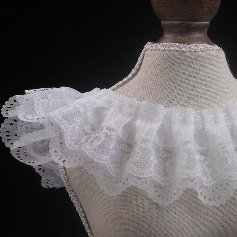 YYCRAFT Pack of 15y 3-Layer Pleated Organza Lace Edge Trim Gathered Mesh Chiffon Ribbon - Image 3